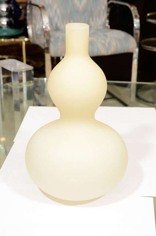 Decorative hand blown glass vase. Frosted glass finish.