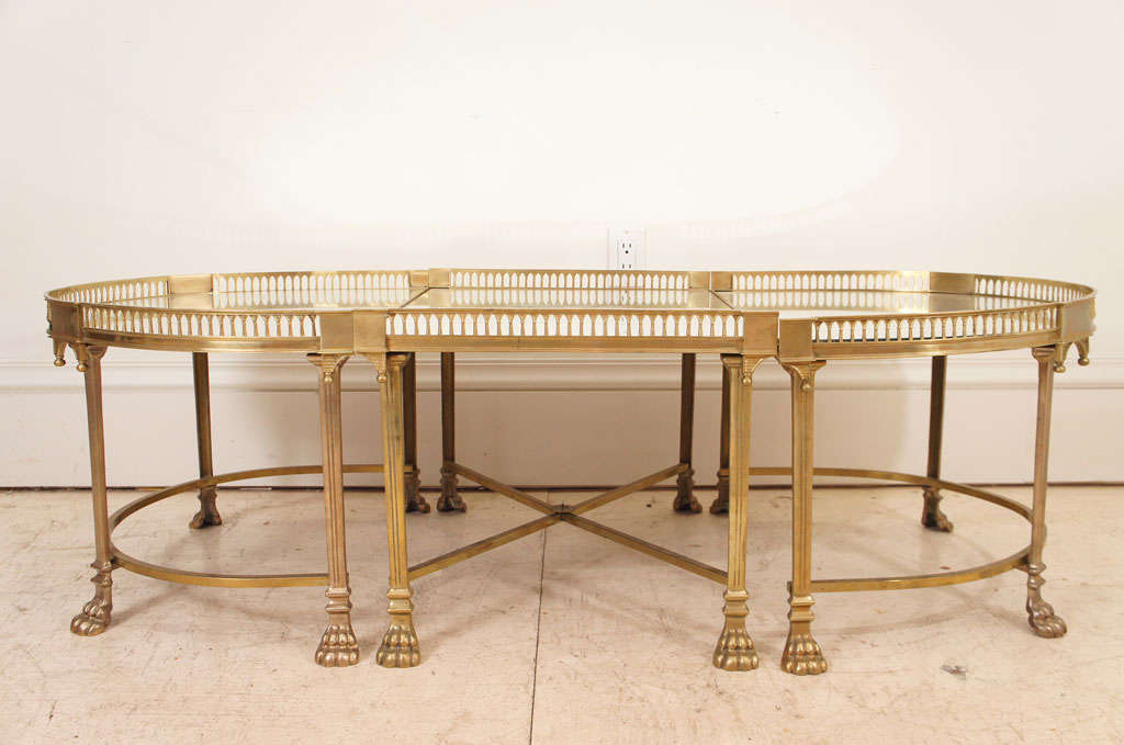 Mirrored Three Part Bronze Low Table/Coffee Table with Gallery