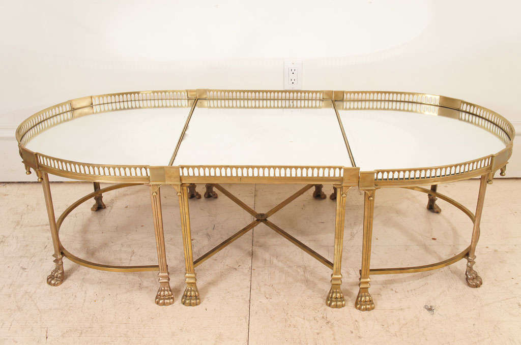 Galleried 3-Part Mirrored Bronze Low Table In Excellent Condition In Hudson, NY