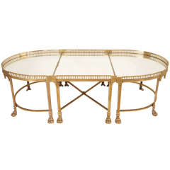 Galleried 3-Part Mirrored Bronze Low Table