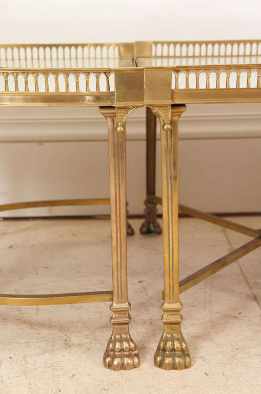 20th Century Galleried 3-Part Mirrored Bronze Low Table