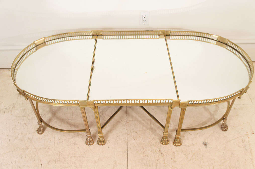 Galleried 3-Part Mirrored Bronze Low Table 2