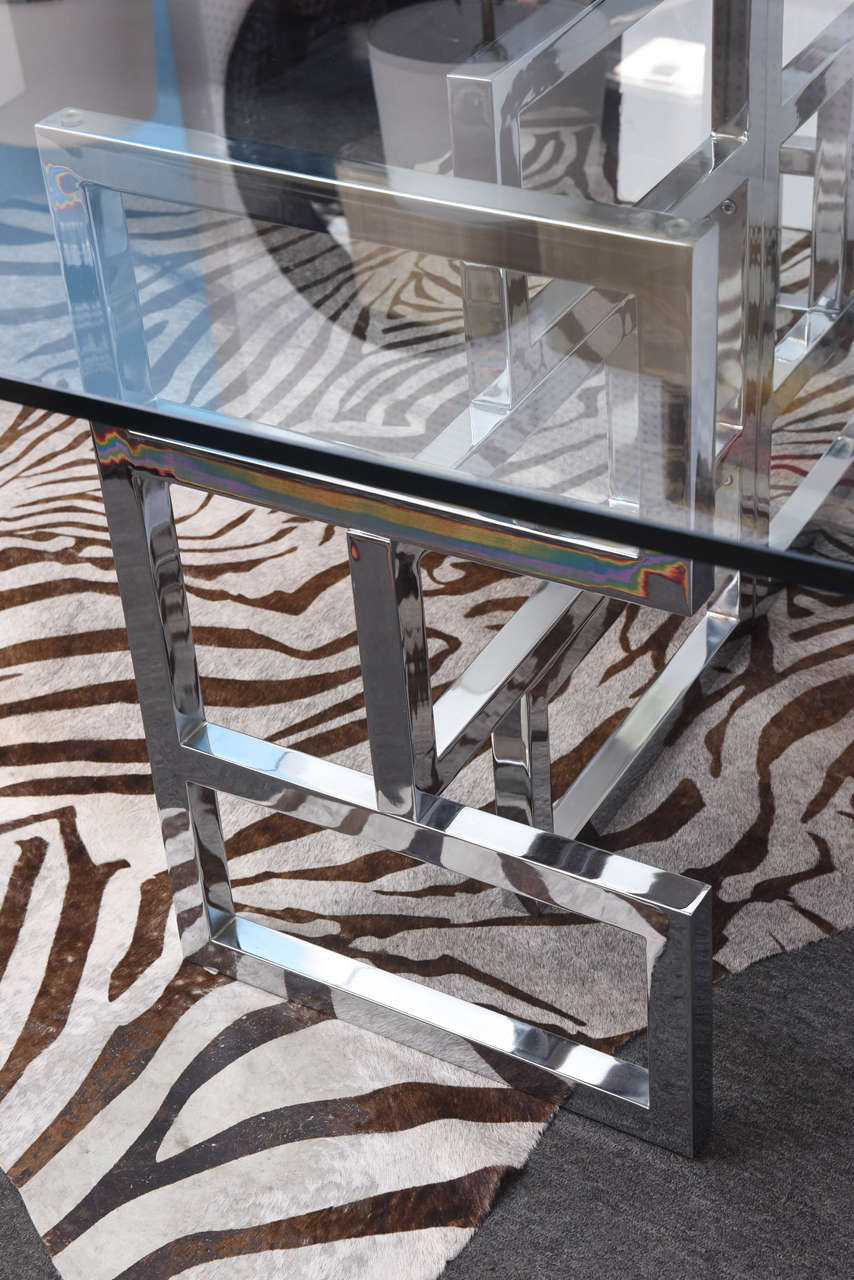 1970s Modernist Chrome and Glass Dining Table 1