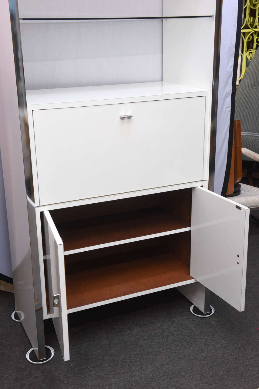 American 1970s White Shelving Cabinet Units