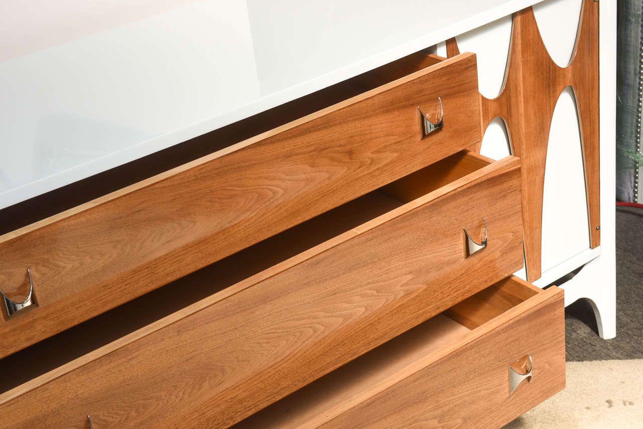 white mid century modern credenza
