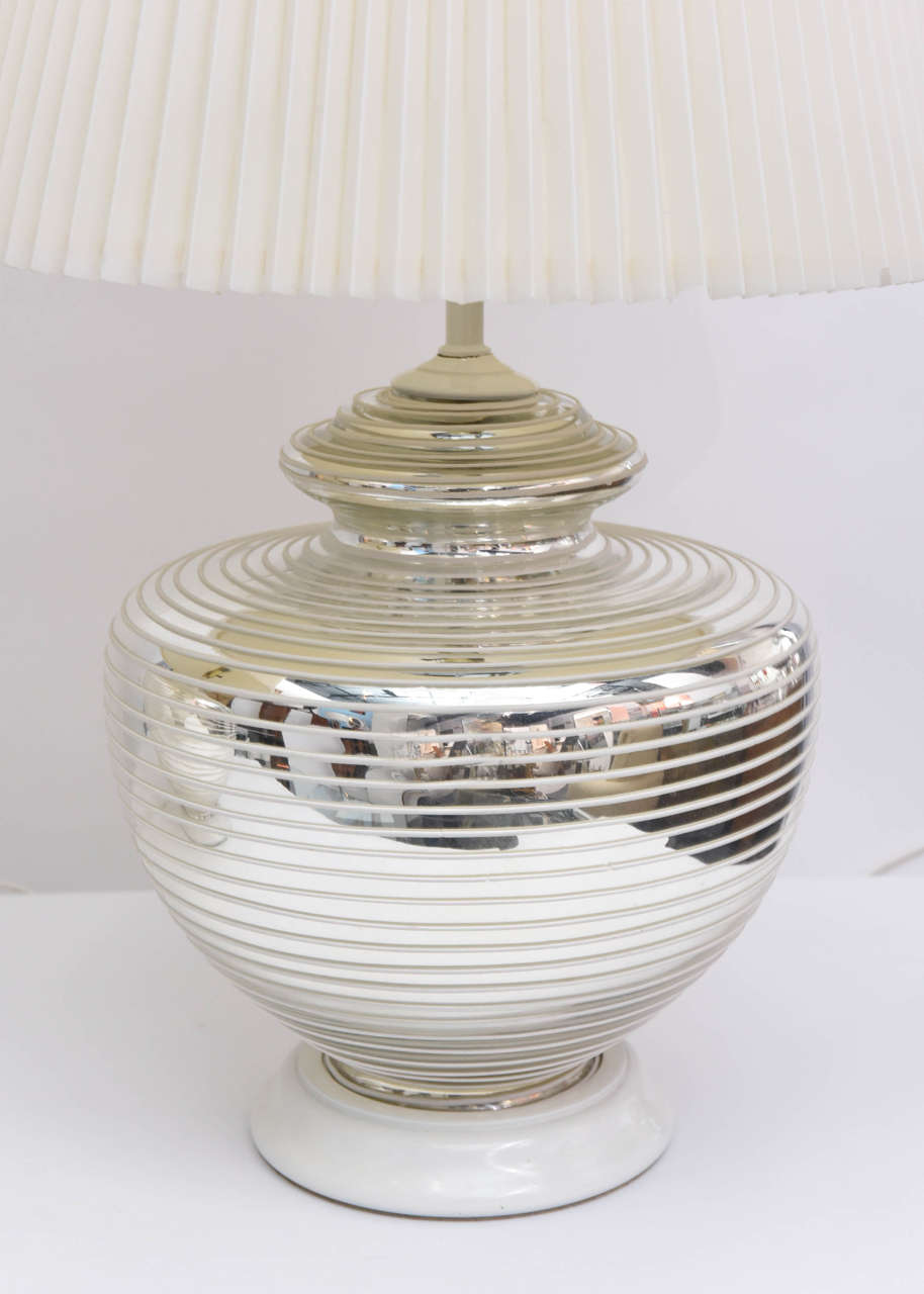 Mid-Century Modern Pair of 1970s Mercury Glass Globe Table Lamps For Sale