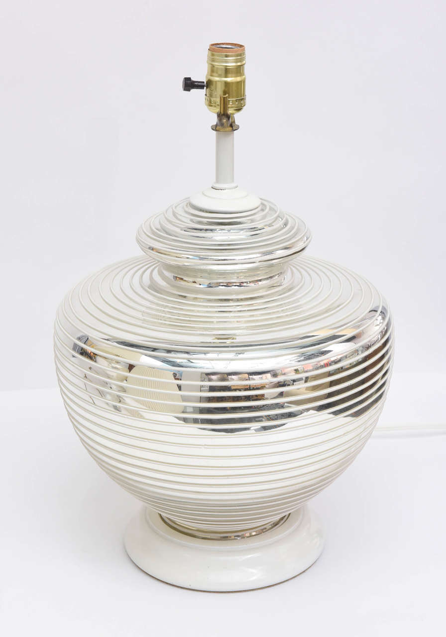 Pair of 1970s Mercury Glass Globe Table Lamps For Sale 2