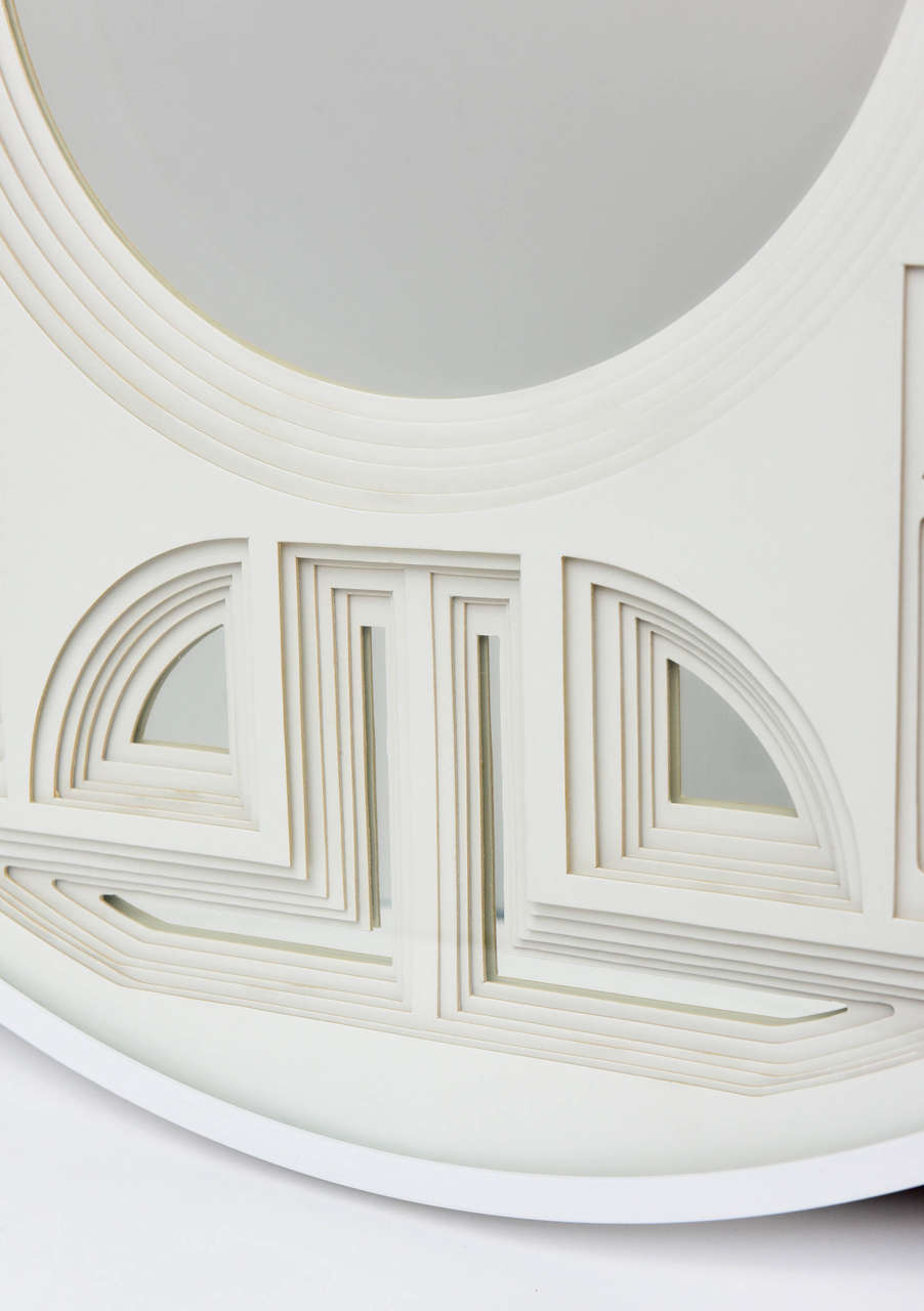 American Round Three-Dimensional Six Layer Paper Wall Sculpture Mirror by Greg Copeland