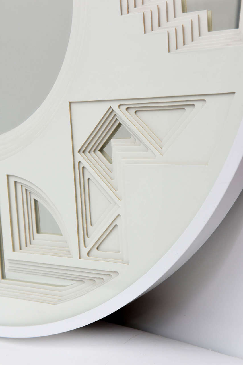 20th Century Round Three-Dimensional Six Layer Paper Wall Sculpture Mirror by Greg Copeland