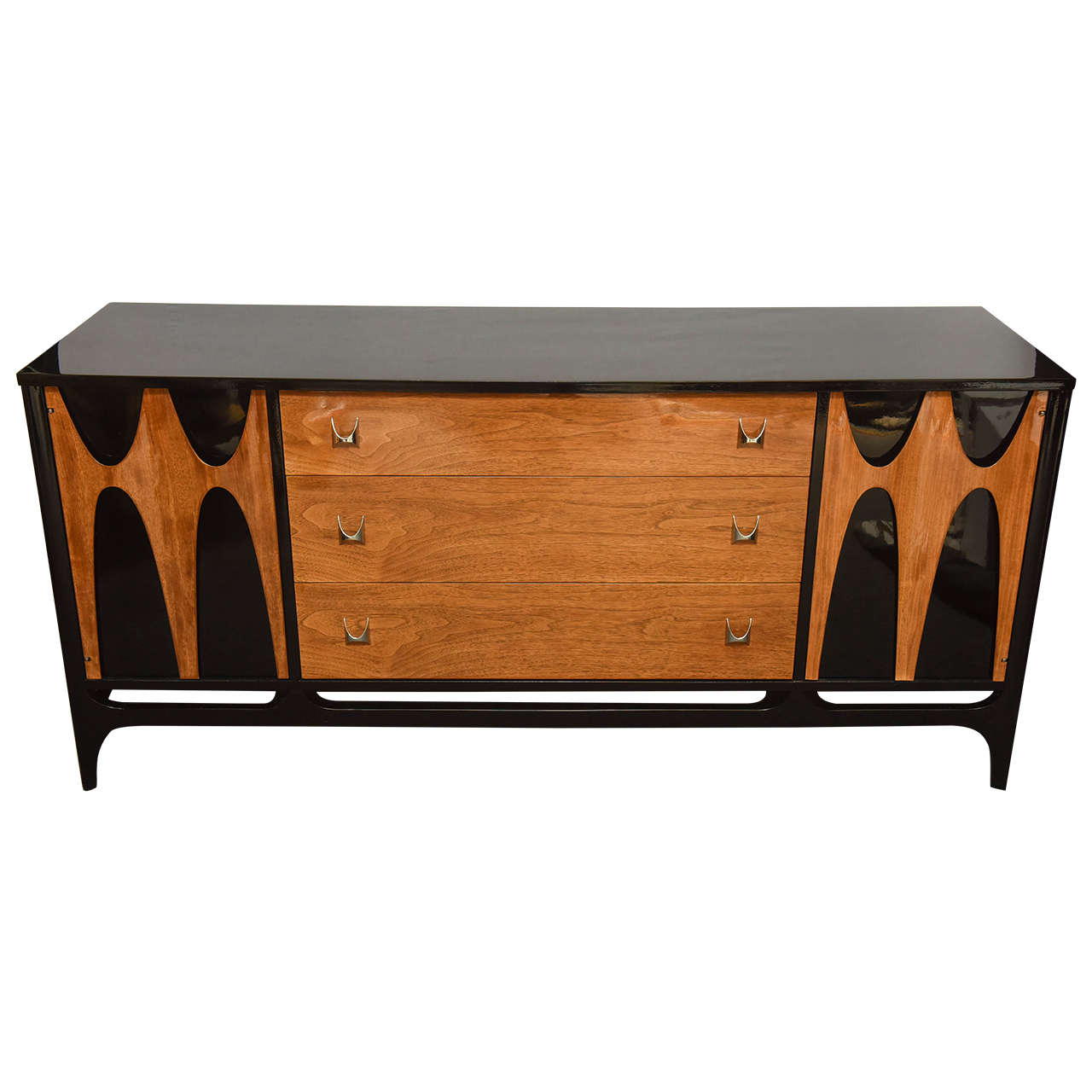 MidCentury Modern Broyhill Brasilia Walnut and Black Lacquered