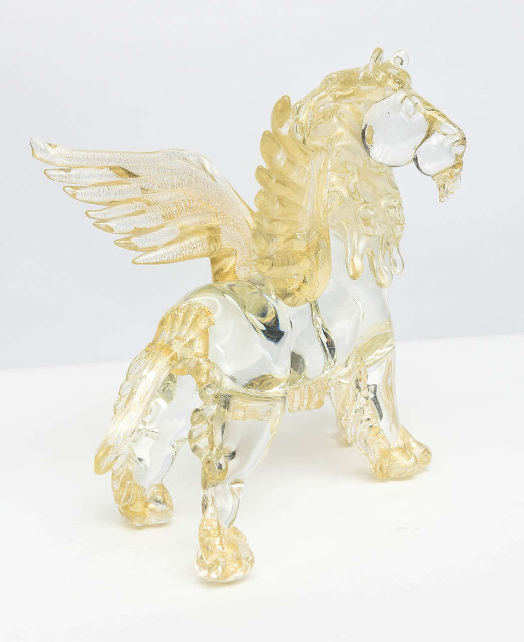 Italian Modern Clear and Amber Glass Winged Recumbent Lion, Murano 5