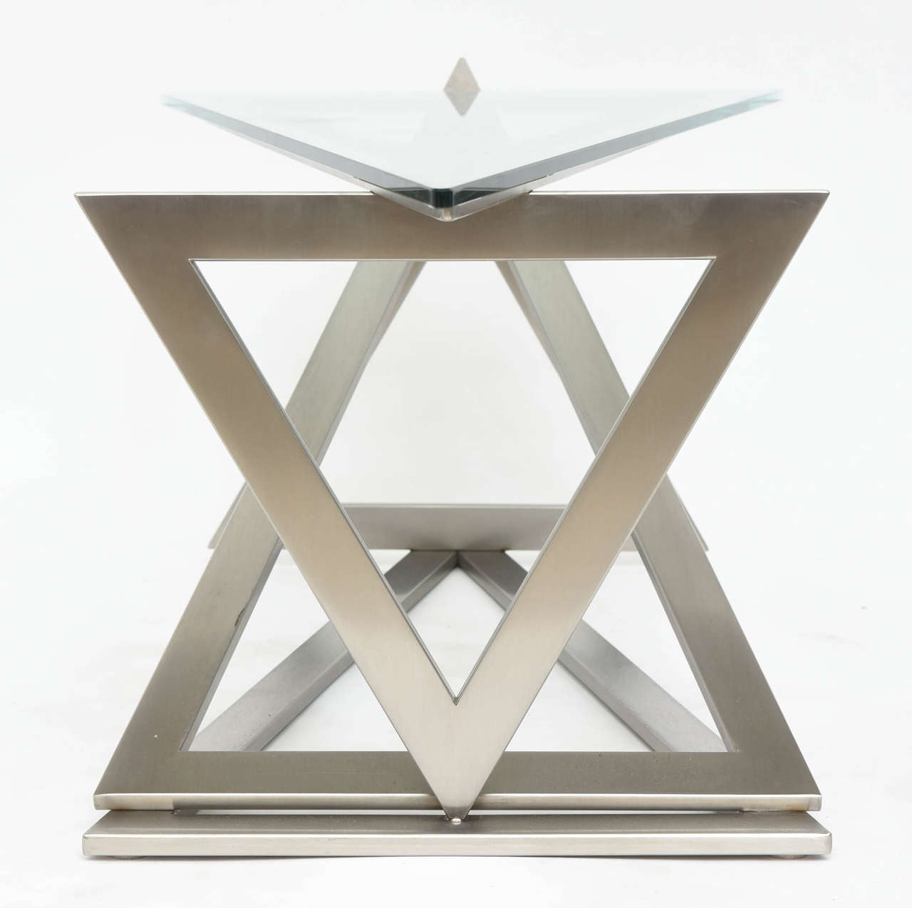 Late 20th Century Italian Modern Stainless Steel and Glass Table Attributed to Giovanni Offredi For Sale