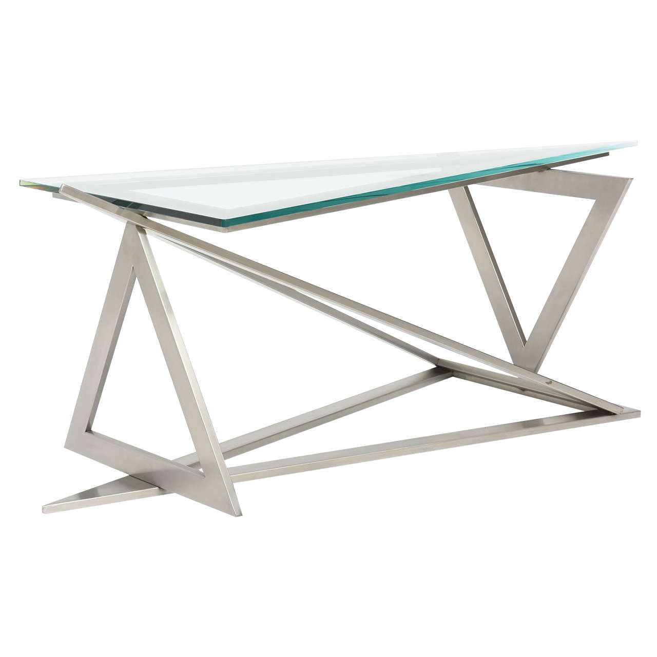 Italian Modern Stainless Steel and Glass Table Attributed to Giovanni Offredi For Sale