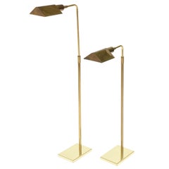 Pair of Brass Adjustable Pharmacy Floor Lamps in the Style of Cedric Hartman