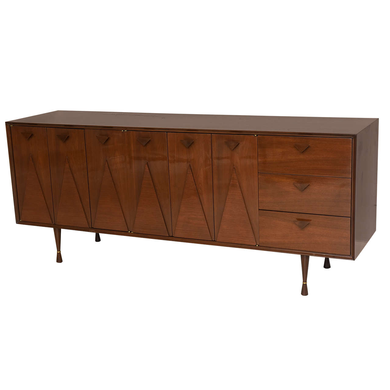 Italian Modern Walnut Sideboard or Buffet or Credenza in the Style of Gio Ponti