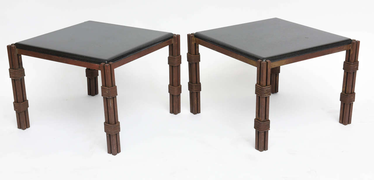 Pair of Mexican Modern Gilt and Painted Iron Marble-Top Tables by Arturo Pani For Sale 4