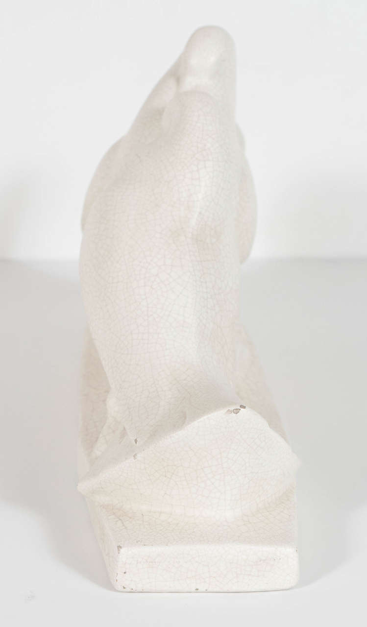 Exquisite Art Deco Crackle Ceramic Doves Sculpture by Dax 5