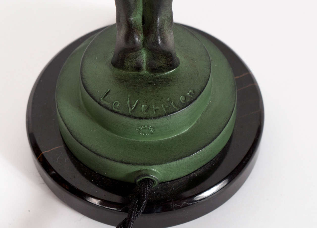 Mid-20th Century Stunning Art Deco Bronze and Marble Lamp 