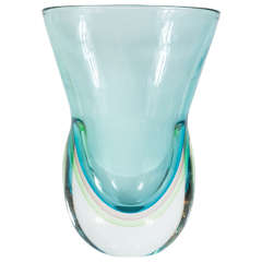Wunderschöne Vase aus mundgeblasenem Muranoglas von Sommerso
