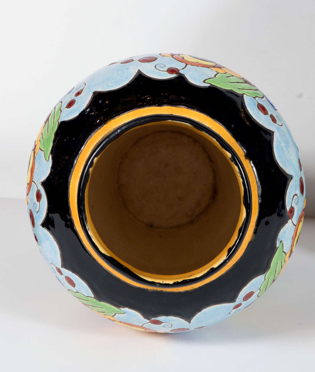 Exquisite Pair of Art Deco Hand-Painted Ceramic Vases by Keramis 1