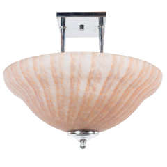 Exquisite Handblown Murano Glass Flush Mount in Hues of Coral and Pearl