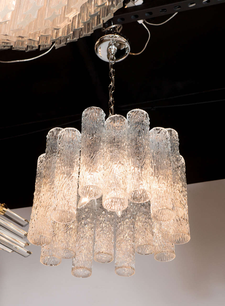 Moderner mundgeblasener Murano-Eisglas-Kronleuchter von Doria aus der Jahrhundertmitte
