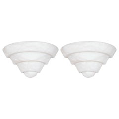 Pair of Sophisticated Art Deco Skyscraper Style Alabaster Sconces