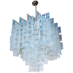 Modernist Handblown Murano Iridescent Interlocking Chandelier w/ Chrome Fittings