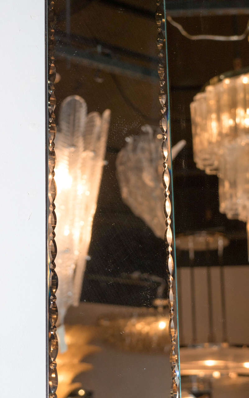 Mid-20th Century Mid-Century Modernist Shadowbox Mirror with Chain Beveled Detailing