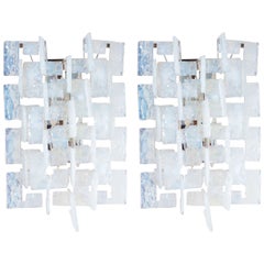 Mid-Century Modernist Iridescent Interlocking Sconces By Mazzega