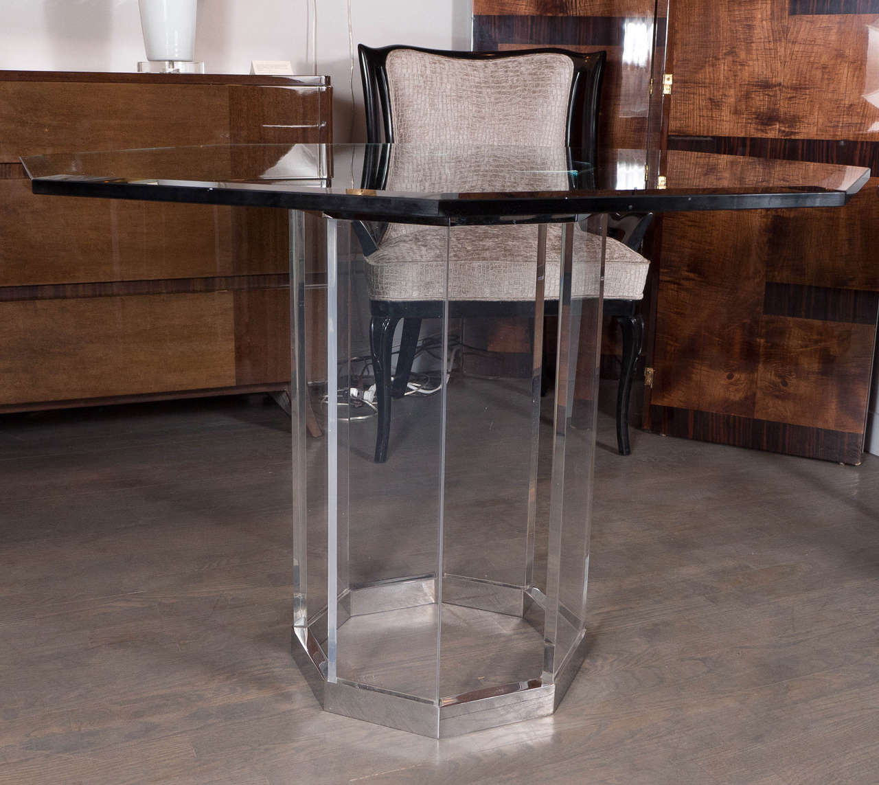 octagonal glass dining table