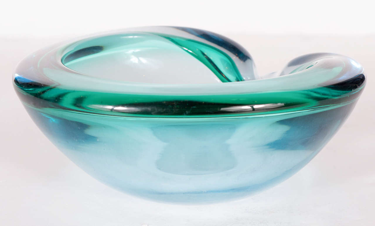 Blown Glass Stunning Mid-Century Modernist Hand Blown Murano Glass Bowl