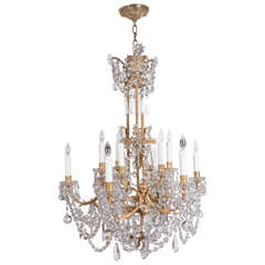 French Louis XVI Style Three-Tier Gilt Bronze and Crystal Baccarat Chandelier