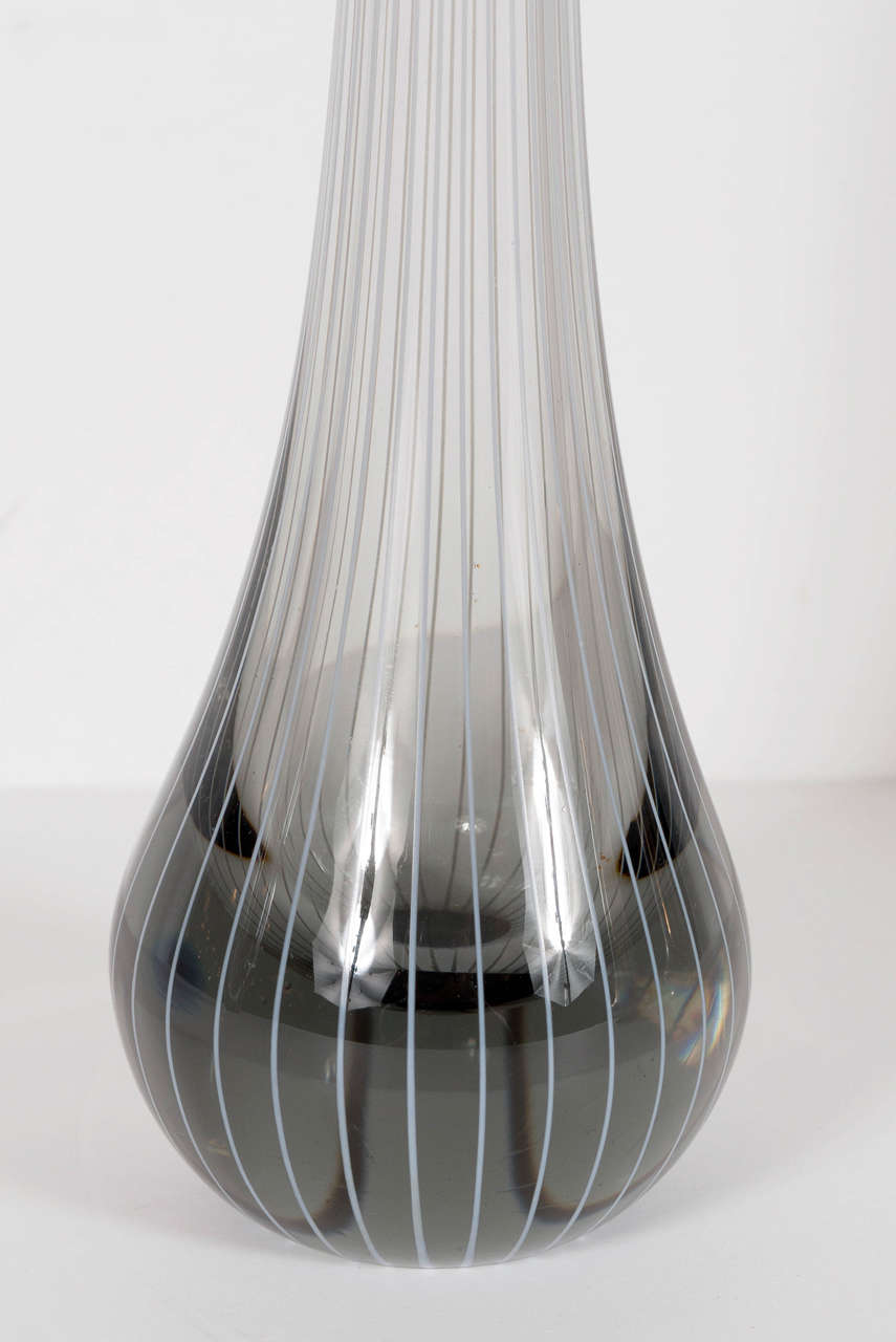 MidCentury Modern Smoked Grey Hand Blown Glass Teardrop Form Swedish Vase at 1stdibs