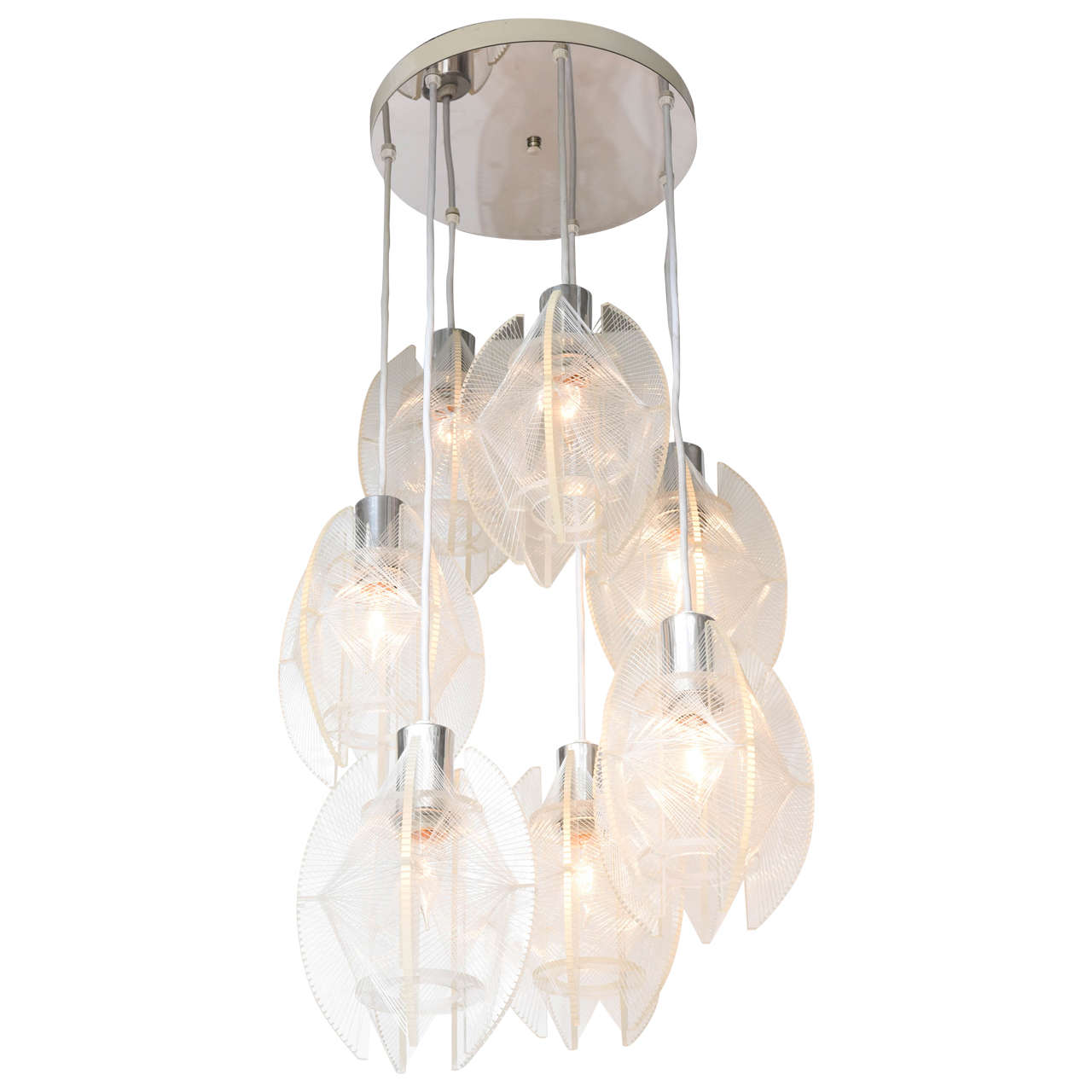 1960s Modernist Acrylic and Monofilament Chandelier