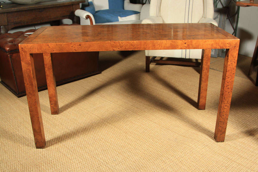 Burlwood Parsons Table In Good Condition For Sale In Stamford, CT