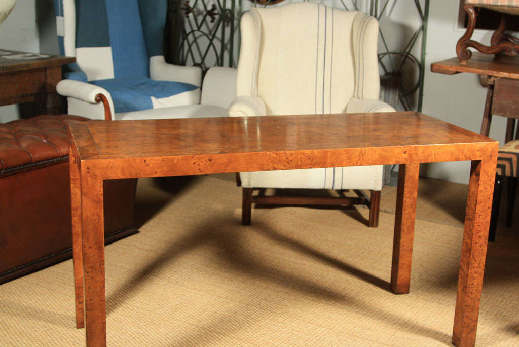 Wood Burlwood Parsons Table For Sale
