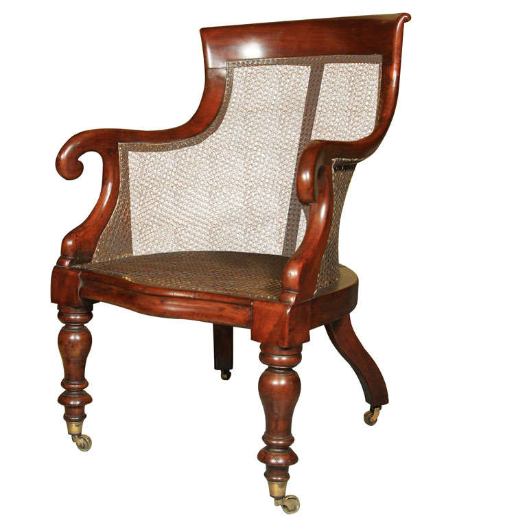 Regency Caned Library Chair For Sale