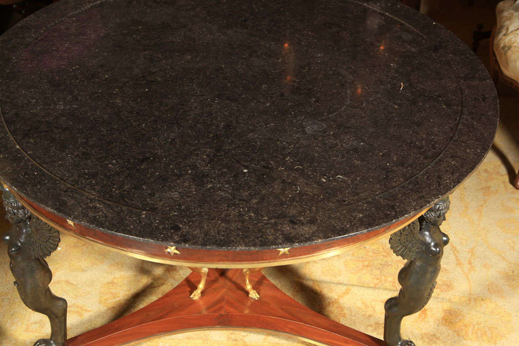gueridon empire plateau marbre
