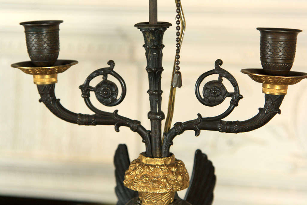 19th Century French Empire Candelabra Mounted as Lamps For Sale