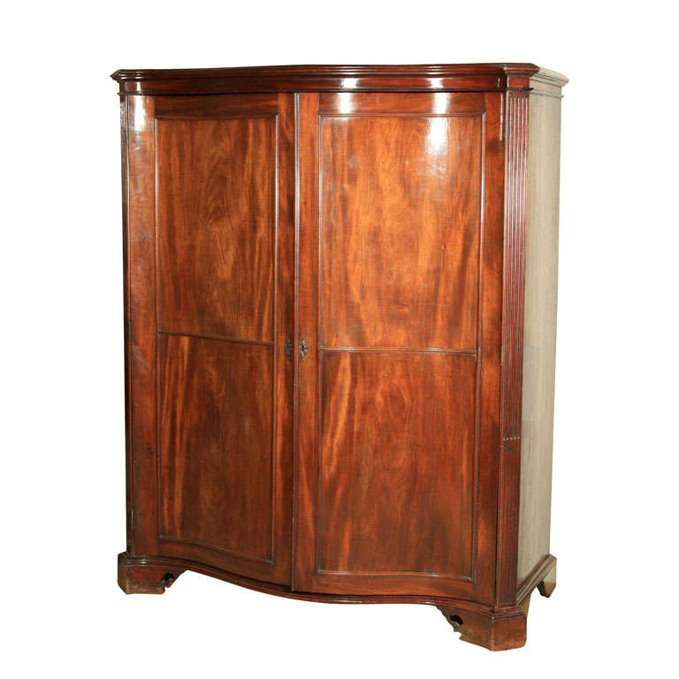 English Serpentine Front Clothes Press For Sale