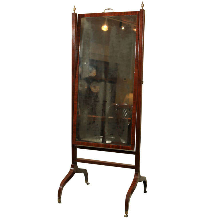 English Regency Mahogany Cheval Mirror