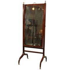 Antique English Regency Mahogany Cheval Mirror