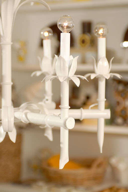 20th Century White Tole Chandelier