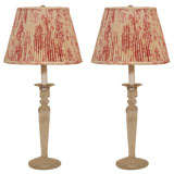 Antique Pair Cut Glass Candlesticks, Wired as Lamps, England, 19th c.