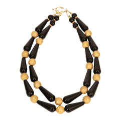 Black Onyx Necklace with Vermeil Beads