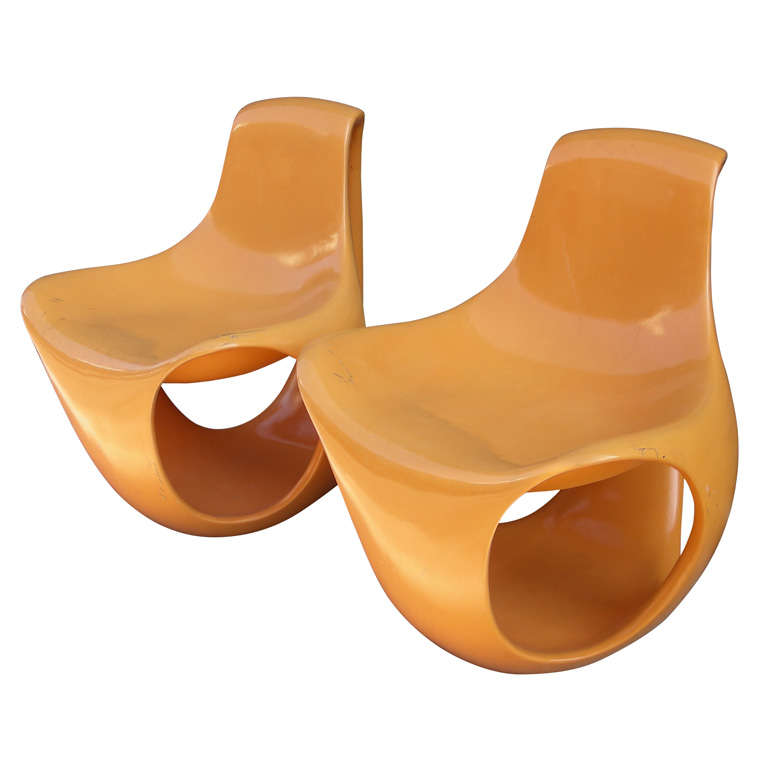 Two 1970s "Albatross" Armless Chairs by Daniel Quarante For Sale