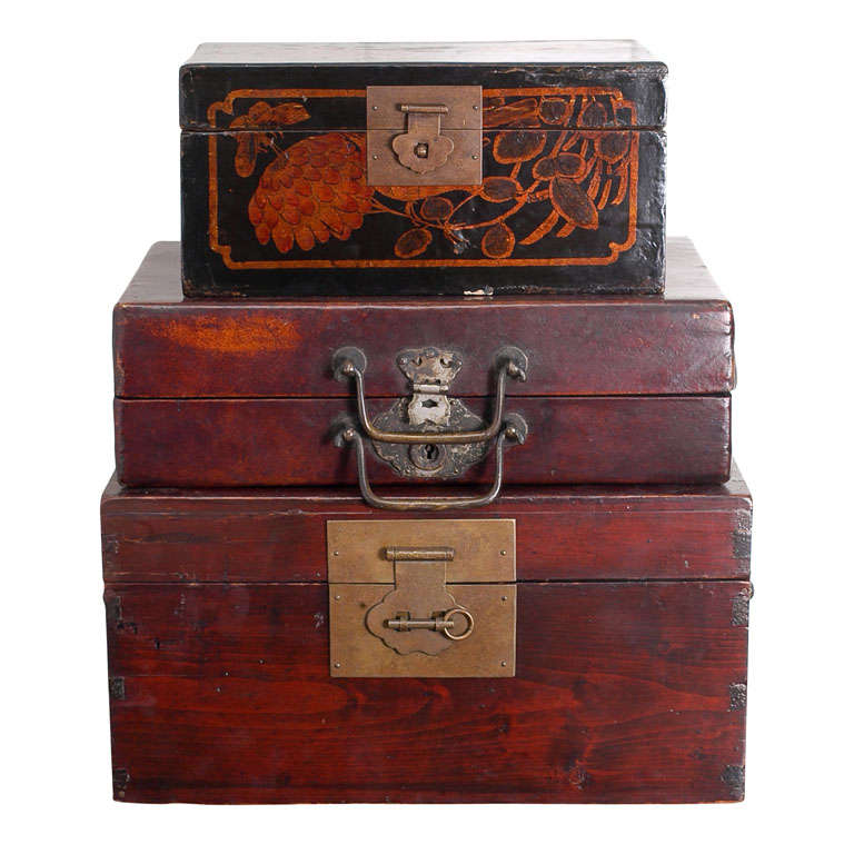 Group of Chinese Document Boxes
