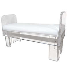 Lucite bench with upholstered seat 