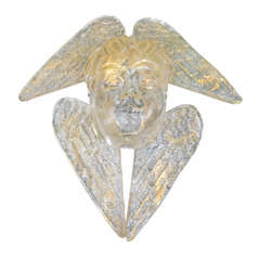 Golden Murano glass cherub wall sculpture by Seguso